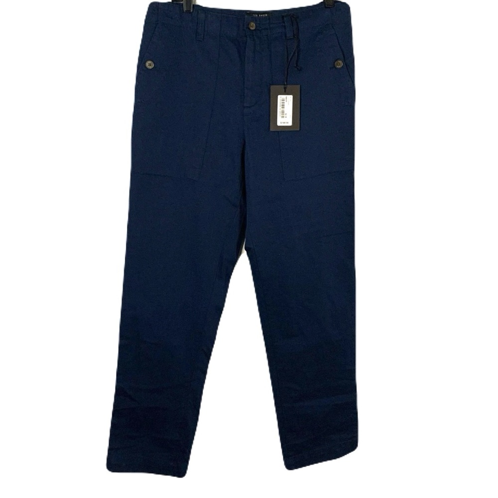 NWT Ted Baker London Mens 32R Navy Utility Trouser Classic Casual Elevated Basic